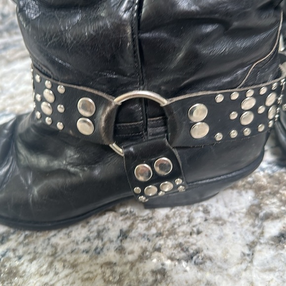 Vintage Guess by Georges Marciano Black Leather Studded Cowboy Boots - Picture 3 of 5